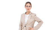 Businesswoman with glasses looking at the camera