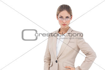 Serious businesswoman with glasses