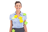 Businesswoman with adhesive notes
