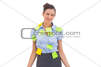 Businesswoman with sticky notes