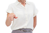Businesswoman indicating something with hand