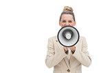 Businesswoman using megaphone