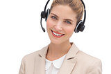 Smiling customer service agent