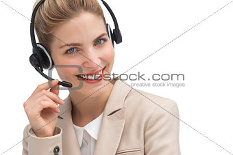 Smiling customer service operator