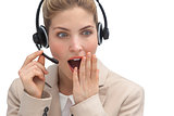 Astonished call center agent