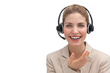 Customer service operator with headset