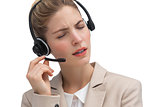 Call center agent helping someone