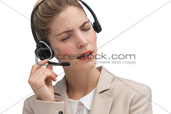 Call center agent helping someone