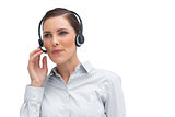 Businesswoman working with headset