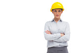 Architect woman with yellow helmet