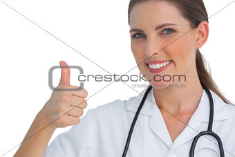 Smiling nurse giving thumbs up