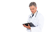 Man doctor holding clipboard