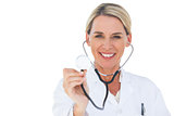 Cheerful doctor with stethoscope