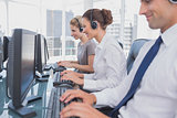 Call centre employees at work