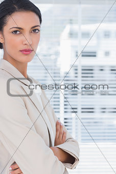 Brunette businesswoman with arms crossed