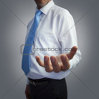 Businessman presenting his empty hand