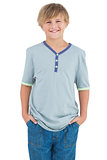 Smiling young boy with a blue shirt