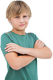 Blonde boy with arms crossed