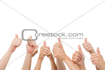 Group of hands giving thumbs up