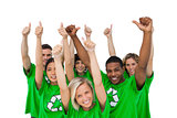 Cheerful group of environmental giving thumbs up