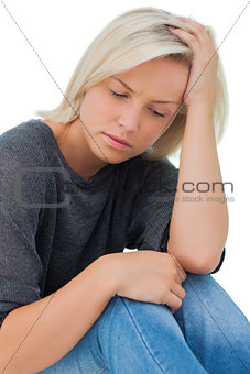 Attractive woman looking troubled
