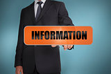 Businessman touching the word information