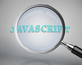 Magnifying glass showing javascript word