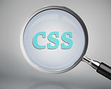 Magnifying glass showing css word