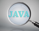 Magnifying glass showing java word