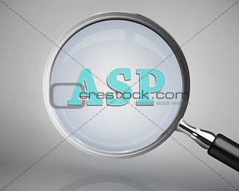 Magnifying glass showing asp word