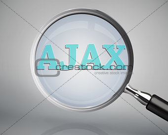 Magnifying glass showing ajax word