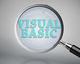 Magnifying glass showing visual basic word