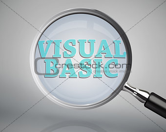 Magnifying glass showing visual basic word