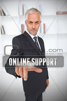 Businessman touching the term online support