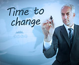 Businessman writing time to change