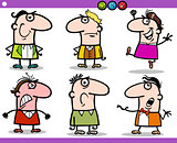 cartoon people emotions characters set