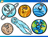 Planets and Orbs Cartoon Characters Set