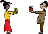 People Exchanging Gifts