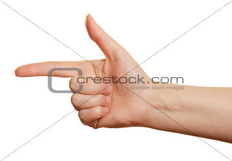 pointing fingers of a woman's hand