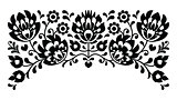 Polish floral folk embroidery black and white pattern