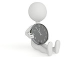3d humanoid character hold a clock