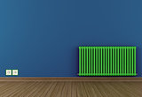 Blue room with green radiator