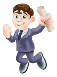 Happy businessman and scroll