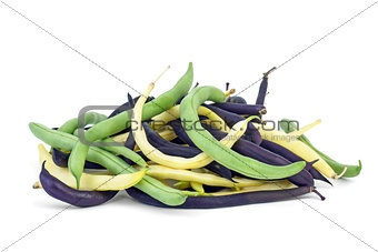 Purple, green and yellow Wax Snap Beans