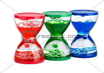 Red, green and blue gel hourglass