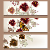 Brochure vector set in floral style for design