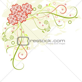 Grunge floral  frame