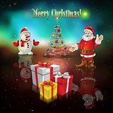 Abstract background with Santa Claus and Christmas gifts