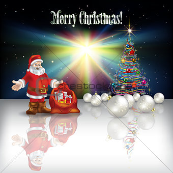 Abstract Christmas greeting with Santa Claus