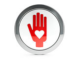 White hand with love icon with highlight